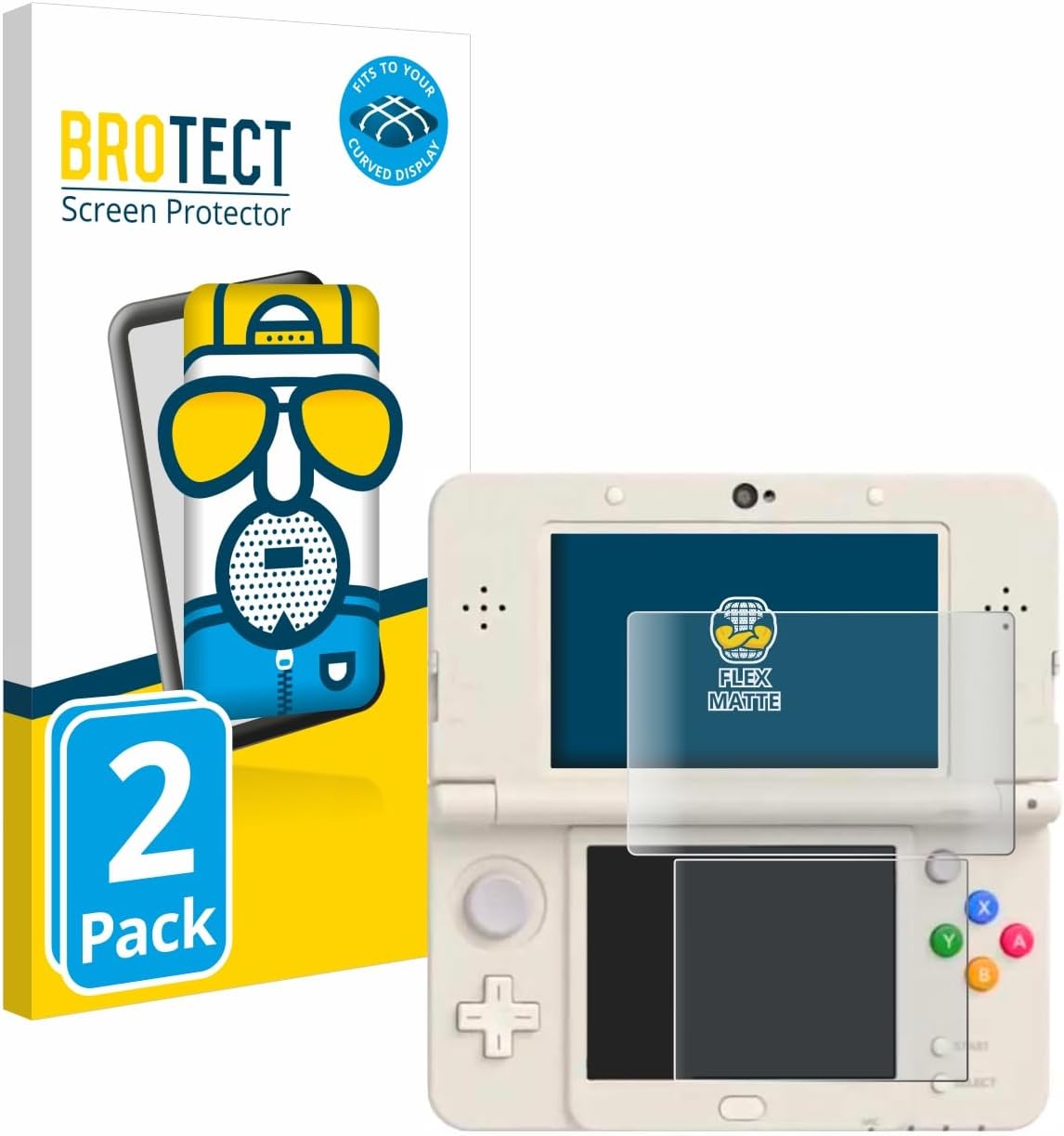 3D Curved Screen Protector Matte Compatible with Nintendo New 3DS (2 Pack) - Full Screen Coverage
