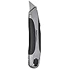 Amazon Basics Soft Grip Retractable Utility Knife with 3 Blades, Black/Silver