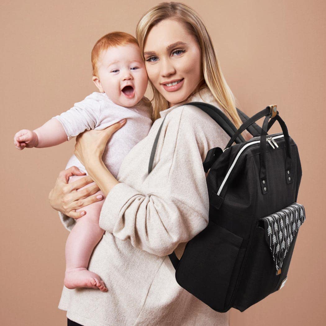 Lekebaby Nappy Changing Bag Backpack - Baby Changing Bag with Portable Changing Mat and Stroller Straps for Mom & Dad, Arrow Print