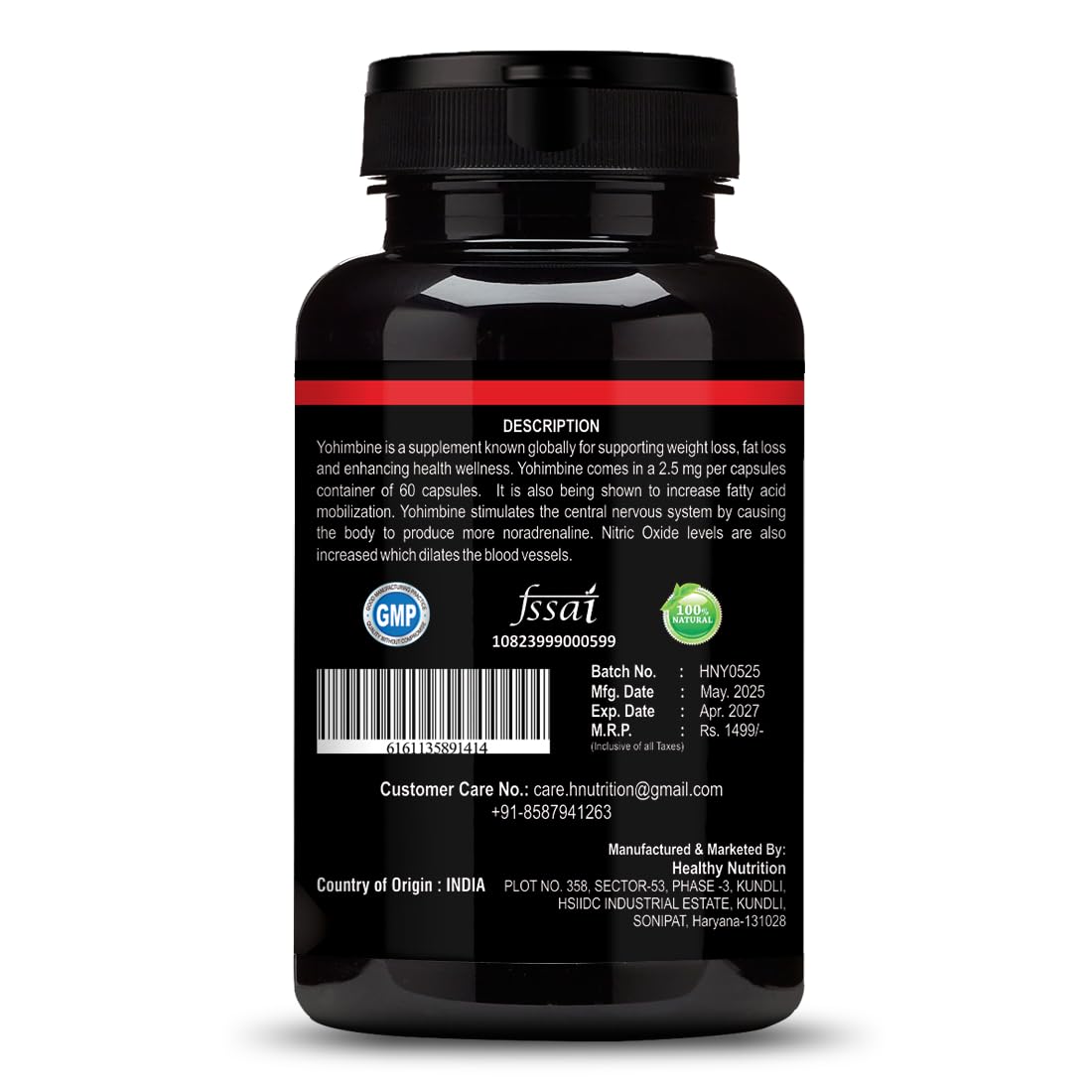 Buy Now Healthy Nutrition Yohimbine -Hcl 2.5Mg Yohimbine Veg (60 Cap...