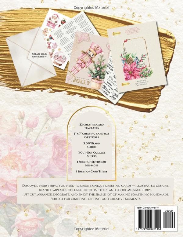 All-Occasion Greeting Card Craft Book: 22 Easy–to–Cut Illustrated Card Pages and 3 Blank DIY Templates, Perfect for Birthdays, Weddings, Christmas, Valentines and more. image 3