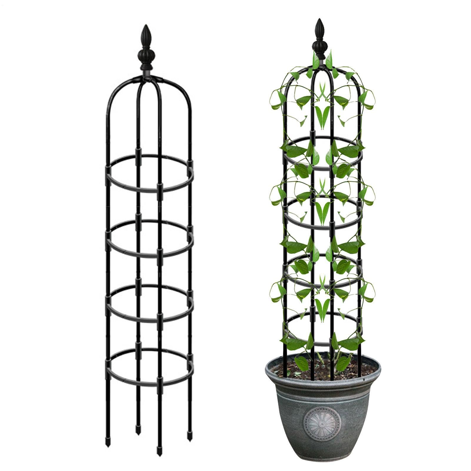 Garden Tower Obelisk Trellis 180cm, Plant Frame For Flower, Climbing Plant Supports For Indoor Outdoor, Rustproof Metal Potted Support For Flowers Vegetable Fruits Vines