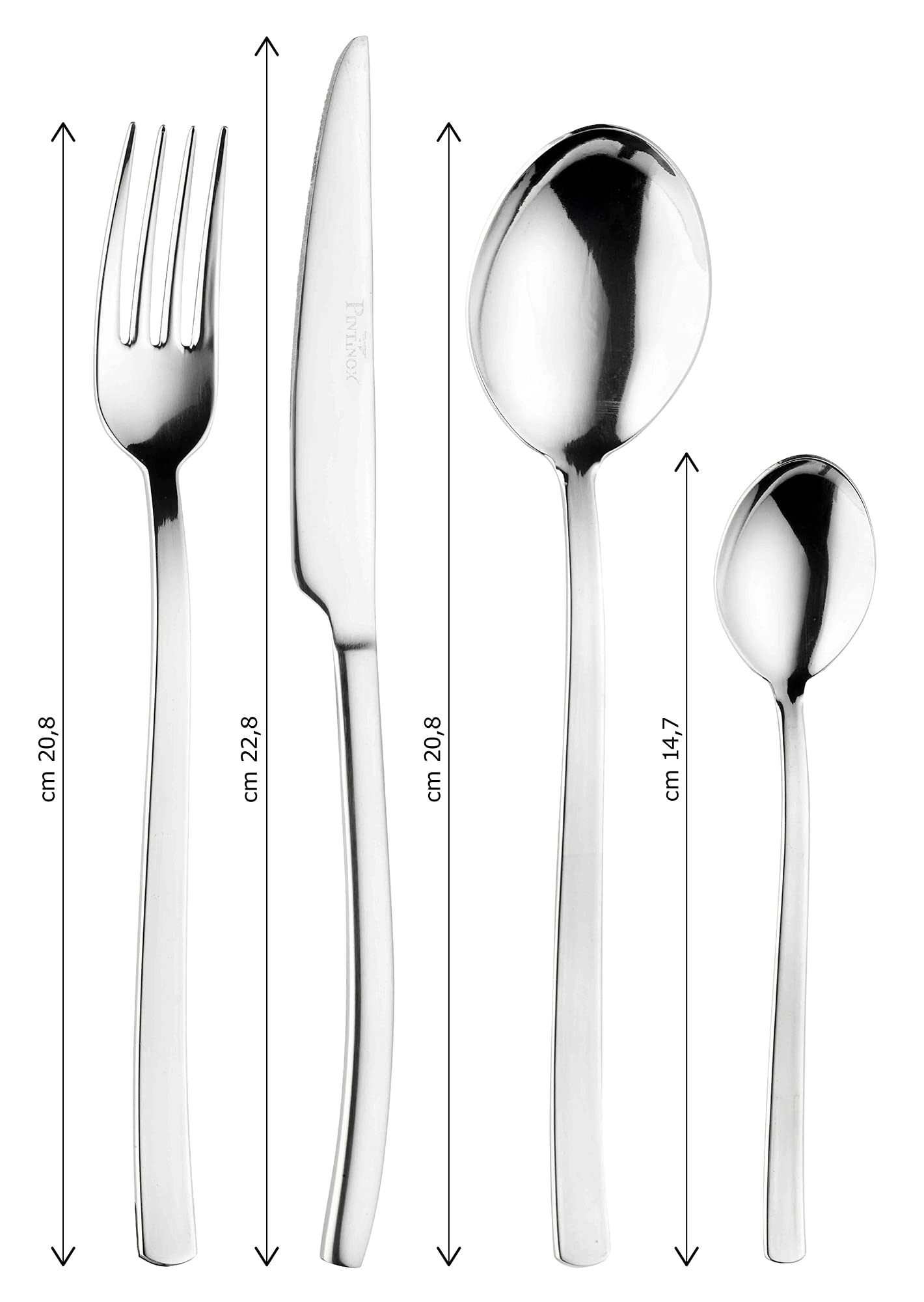 Pintinox Set posate per 6 persone, serie Ocean, Acciaio Inox Nichel free, 24 pezzi, Made in Italy