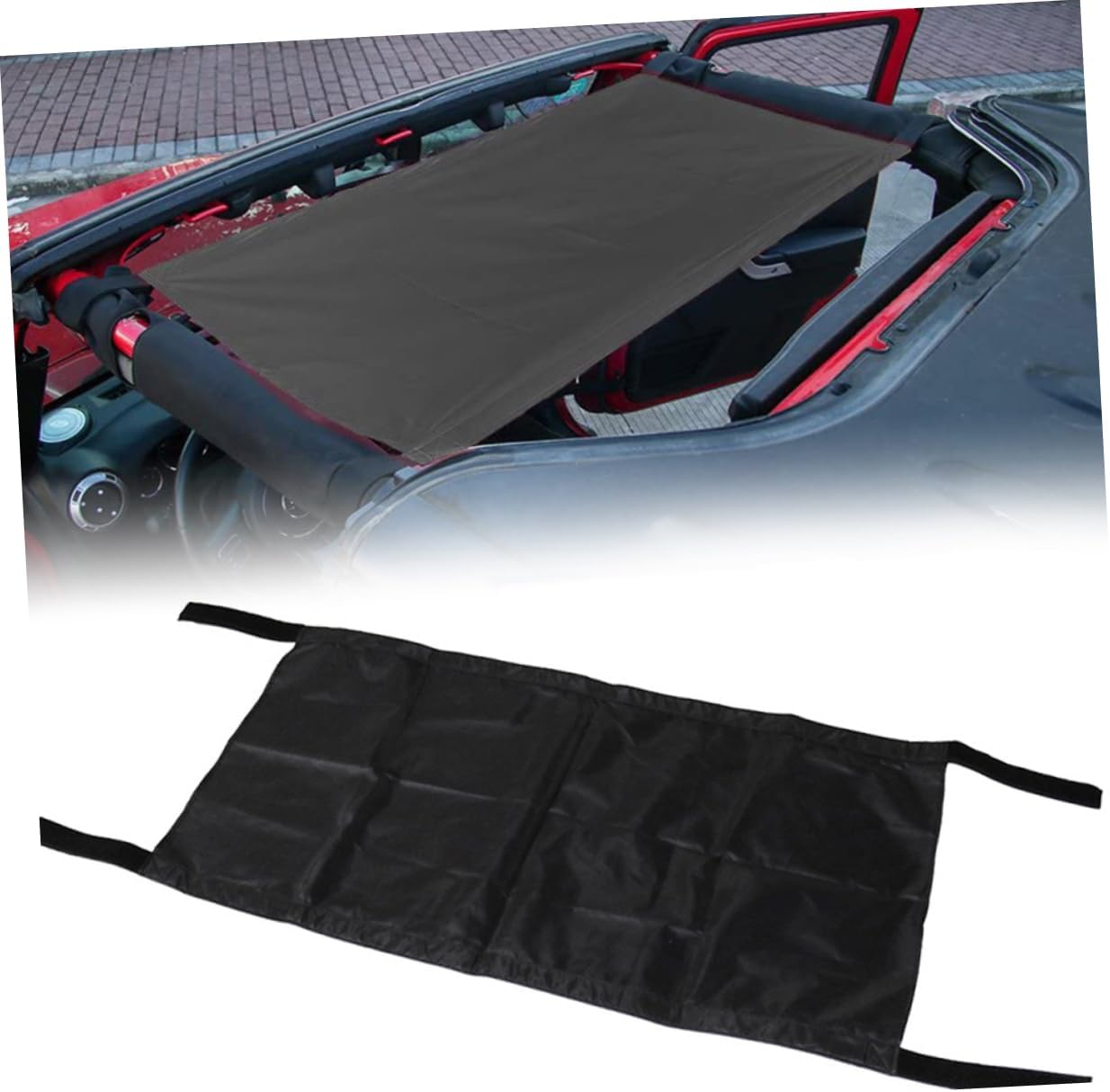 Mikikit 2pcs Portable Car Roof Hammock Oxford Cloth Vehicle Roof Sunshade for Jku Jlu Comfortable Rest Area Easy Setup Reduces and Heat