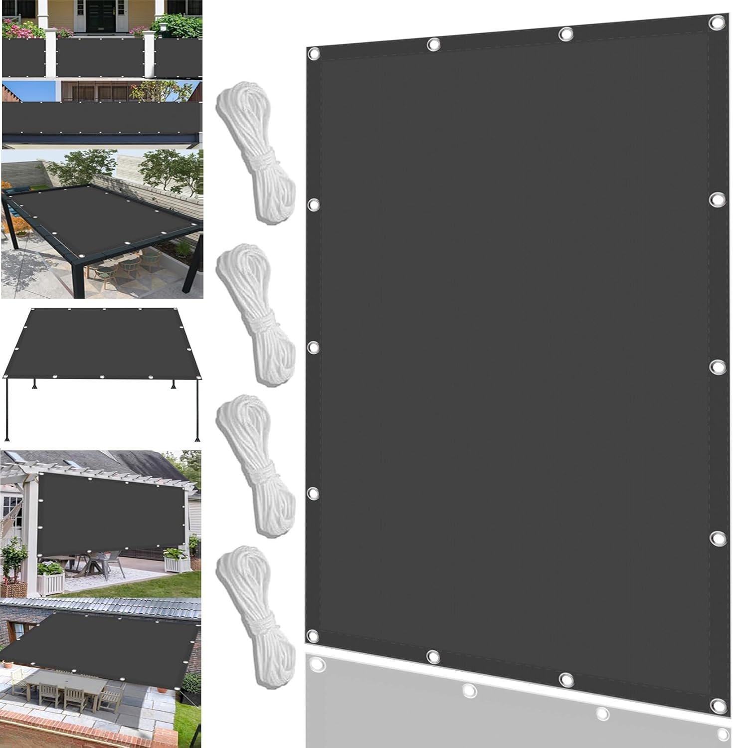 Voiles Ombrages Imperméable Rectangulaire 270x200cm/2.7x2M Voile d'ombrage,Toile D'ombrage,Pare-Soleil Jardin Balcon 100% Toiles Ombrages UV Protection pour Patio Terrasse Extérieur,Gris Foncé