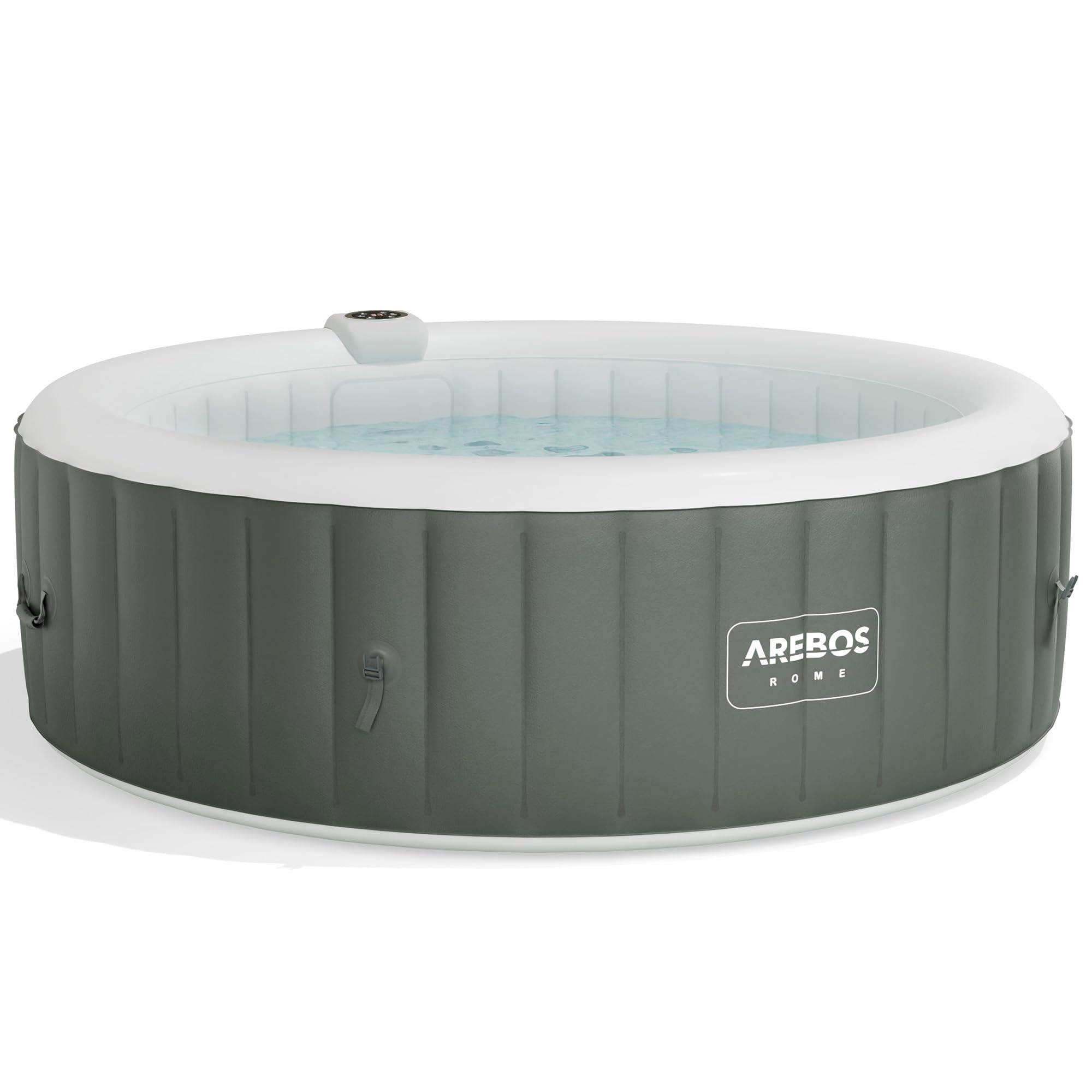 Arebos SPA Hinchable Piscina de hidromasaje | Hinchable | Redonda | para Interior y Exterior | ⌀ 208 cm | 6 Personas | 130 chorros de Masaje | 1000 litros