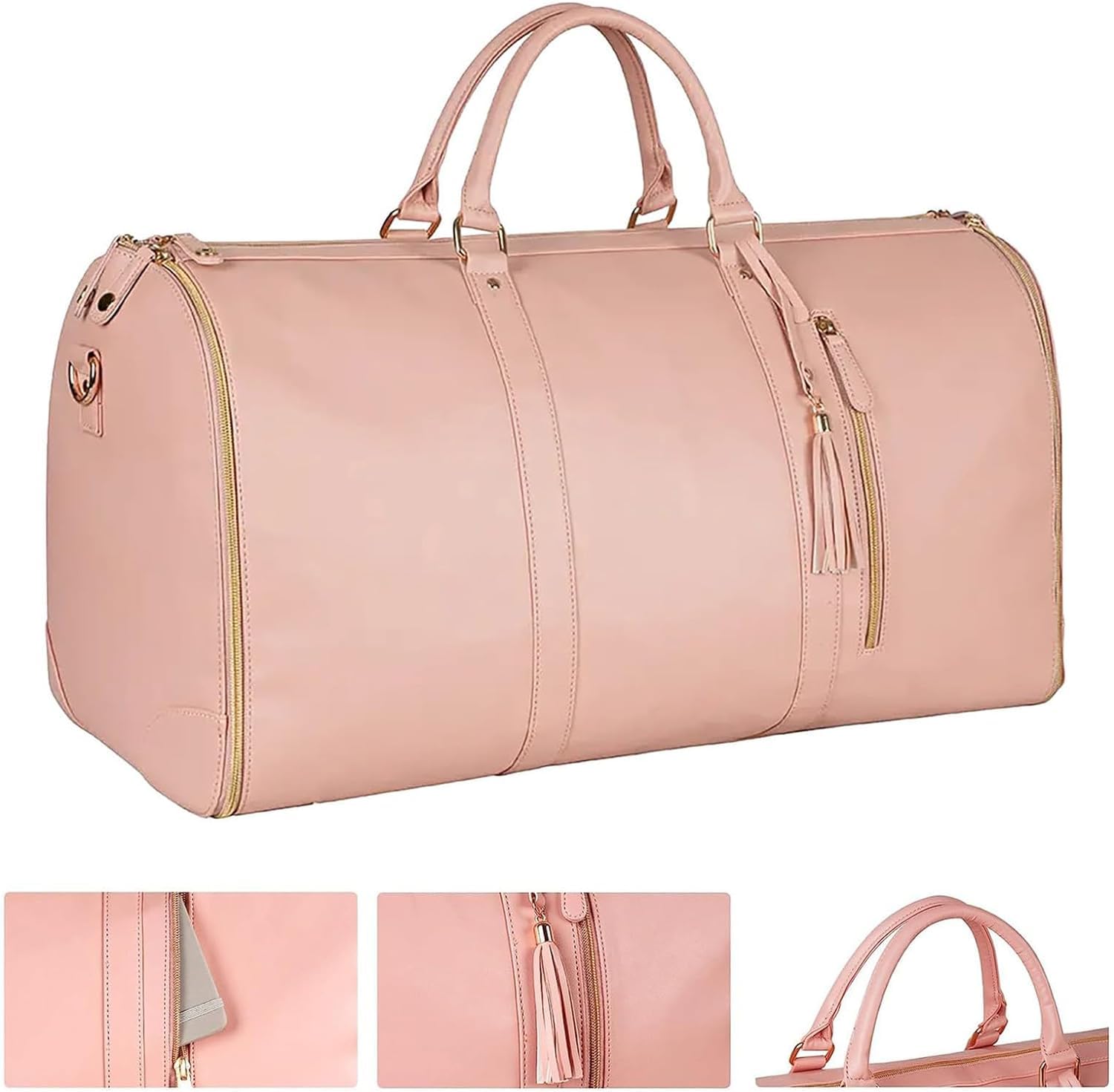 Garment Bag for Travel,Convertible Carry On Garment Bags for Women,Folding Suit Luggage,Bolsas Impermeables para Ropa,Bolsa Viaje Grande De Cuero De PU, con Bolsa para Zapatos, para Mujeres/Hombres