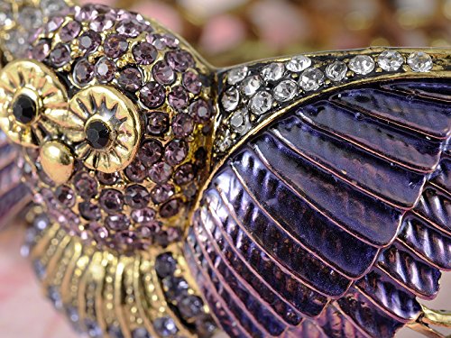 Alilang Golden Tone Purple Painted Multicolored Rhinestones Wise Owl Bird Bangle Cuff Bracelet #TOP3