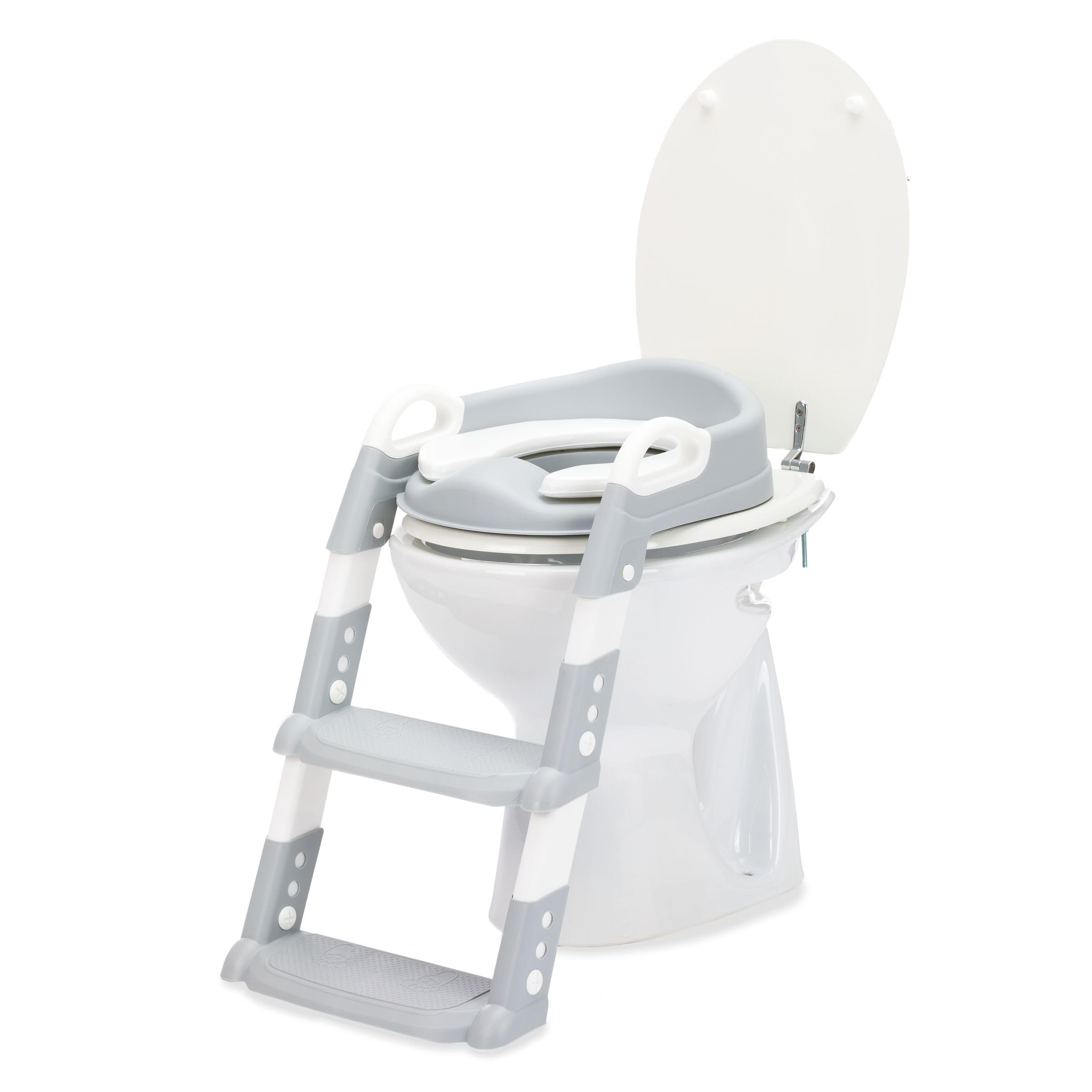 Fillikid Toilettentrainer Exklusiv | Toilettensitz mit Treppe für Kinder ab 24 Monaten | Höhenverstellbar, rutschfest & klappbar | Mit Haltegriffen & weichem Sitzpolster | Toilettentrainer | Höhenverstellbar, Rutschfest & Klappbar, Mit Haltegriffen, Weich