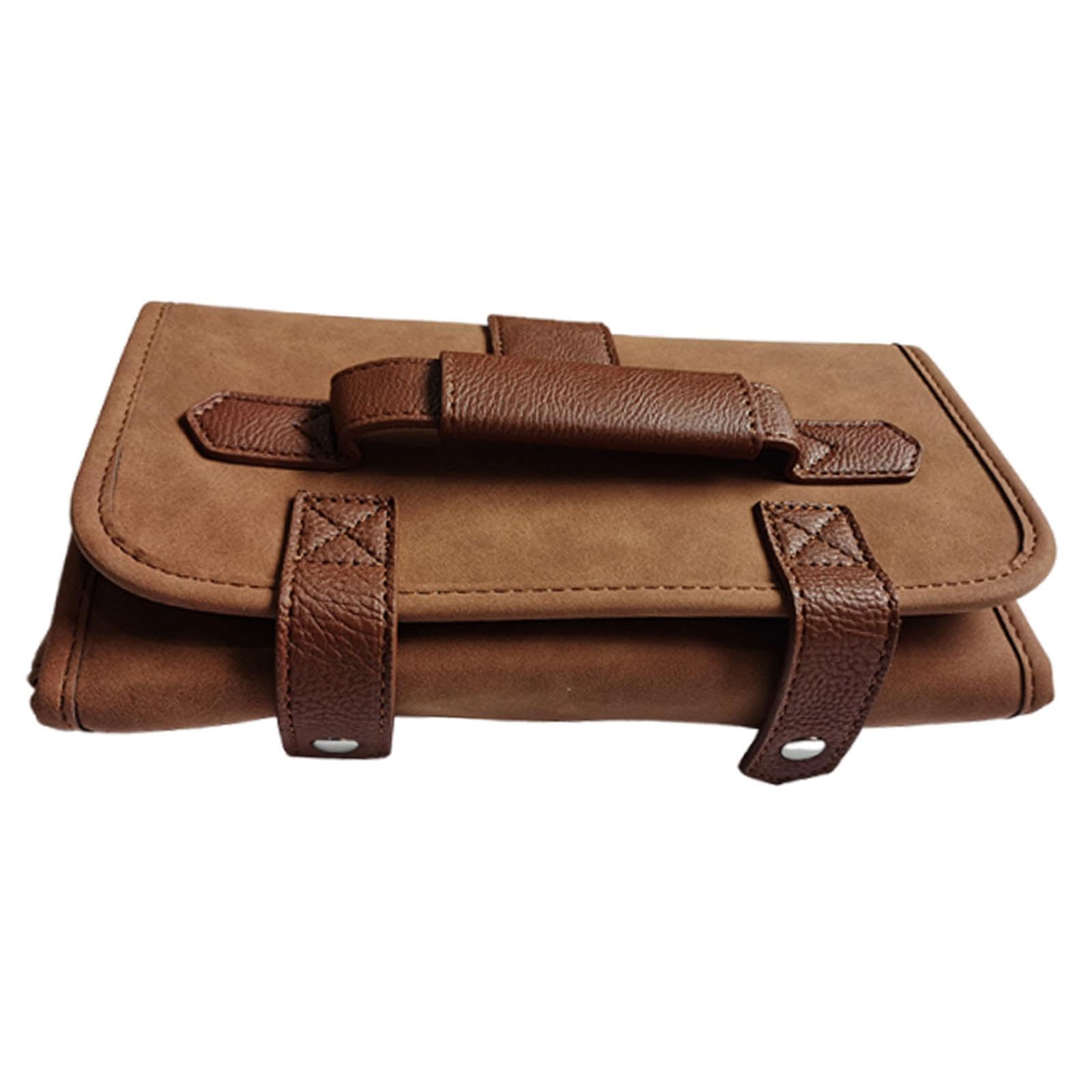 Barbers Scissors Bag Porta Attrezzi Parrucchiere Custodia Organizer per Forbici Borsa Pelle Resistente Acqua con Tracolla Adatta per Salone Viaggio Re, Marrone
