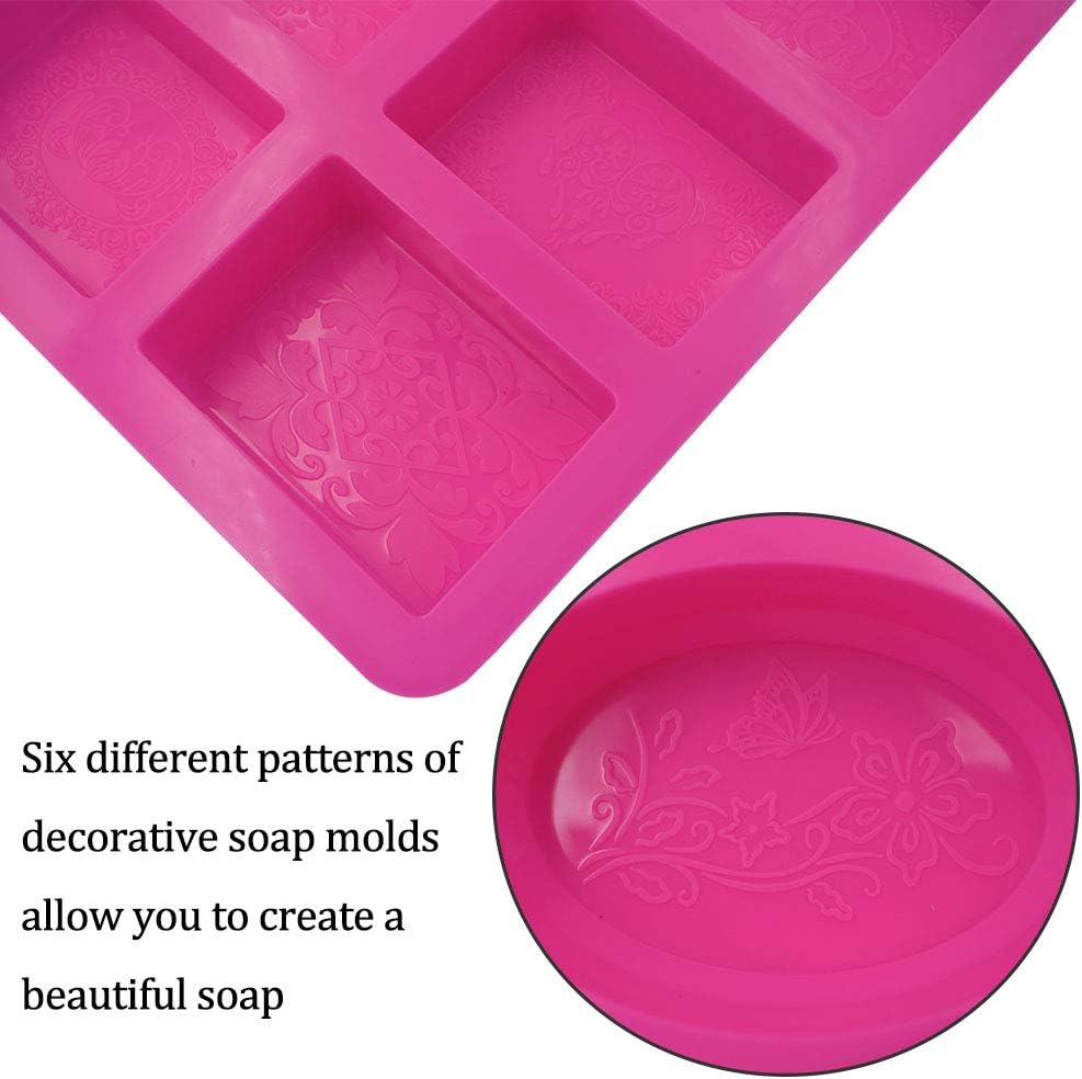 2Pcs Silicone Soap Molds, Rectangle & Oval Silicone Molds for Soap Making, Nonstick Cake Baking Molds