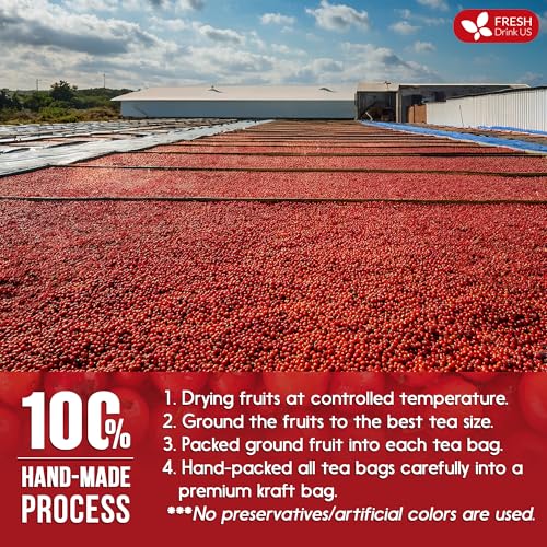 Image of FreshDrinkUS, Premium Hawthorn Berry Tea - 40 Tea Bags - 100% Natural Herbal Infusion, Caffeine-Free, Rich Aroma & Smooth Taste. Vegan