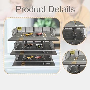 1/64 Scale Diorama Display Case Garage Parking Lot Style City Landscape Model 3 Layer D