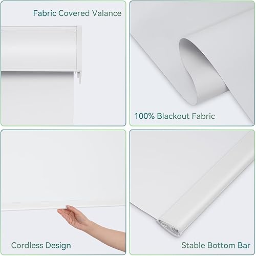 Miniatura 3 de Youngoo ROL32WT72D - Persianas enrollables opacas y sin cordones para ventanas, con cenefa de cassette, para oscurecer la habitación, tela con