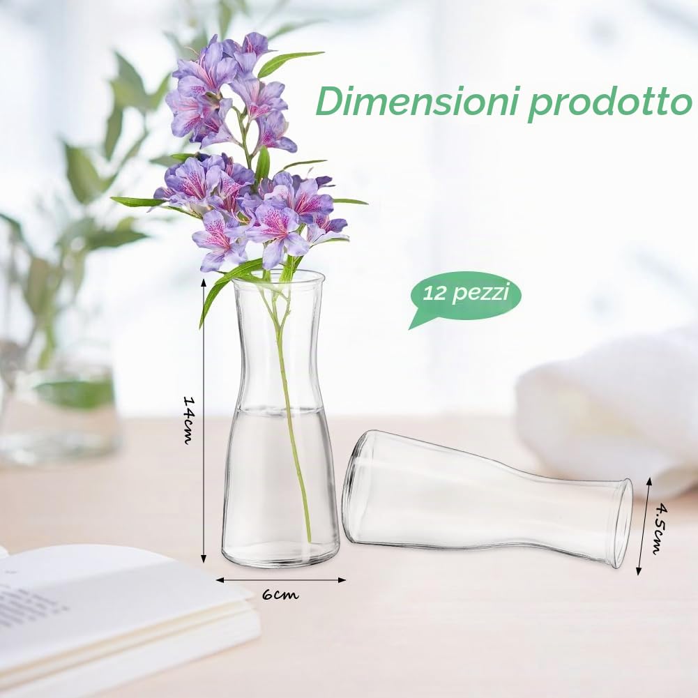 Piccoli vasi in vetro per decorazione da tavolo, mini vasi trasparenti piccoli 12 vasi per fiori moderni, minimalisti, in vetro, per matrimoni, compleanni, feste, tavolo da pranzo, decorazione da