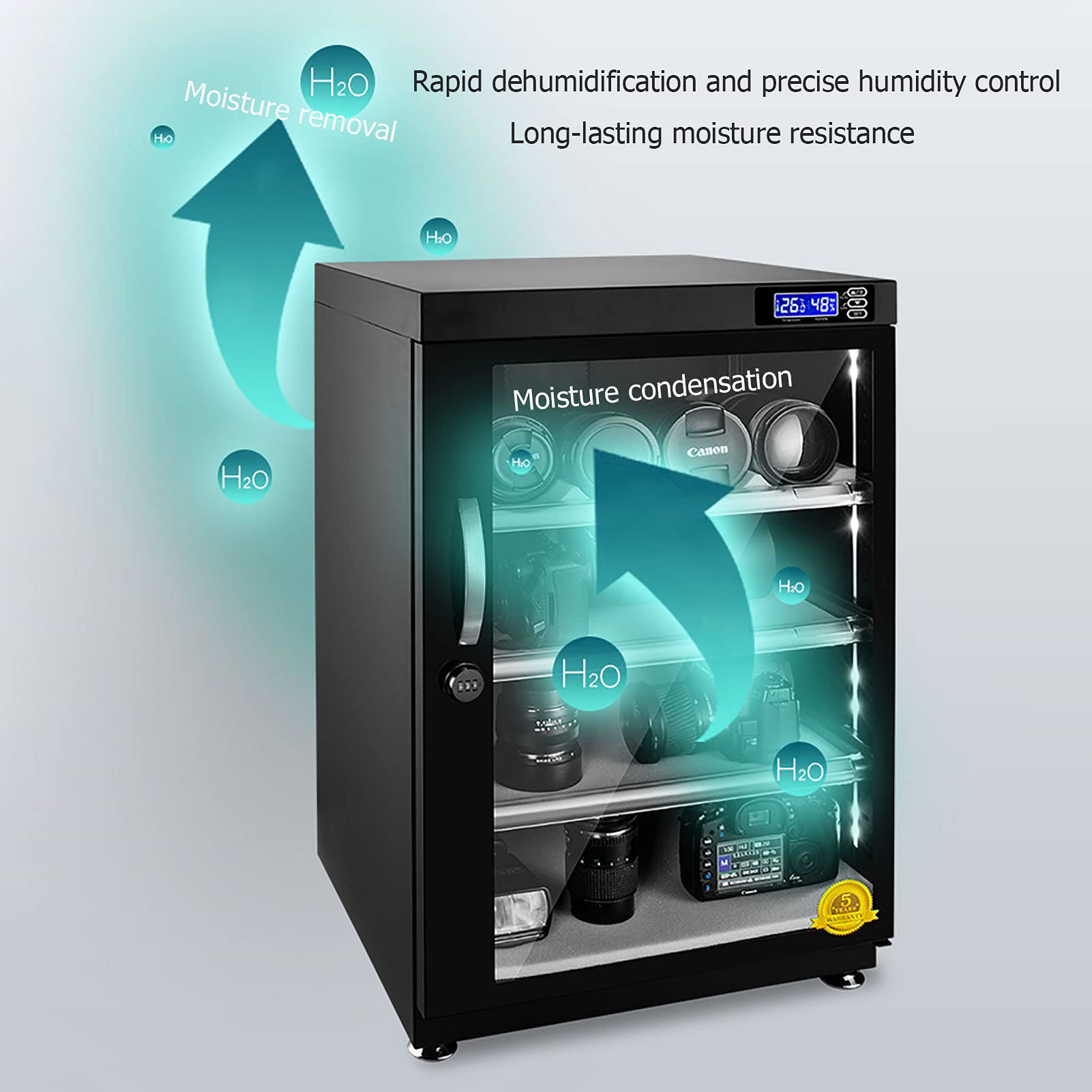 Cámara Lente Seco Gabinete, 3 Capas Electrónico a Prueba de Humedad Caja con Led Digital Display/125L Led Code Lock