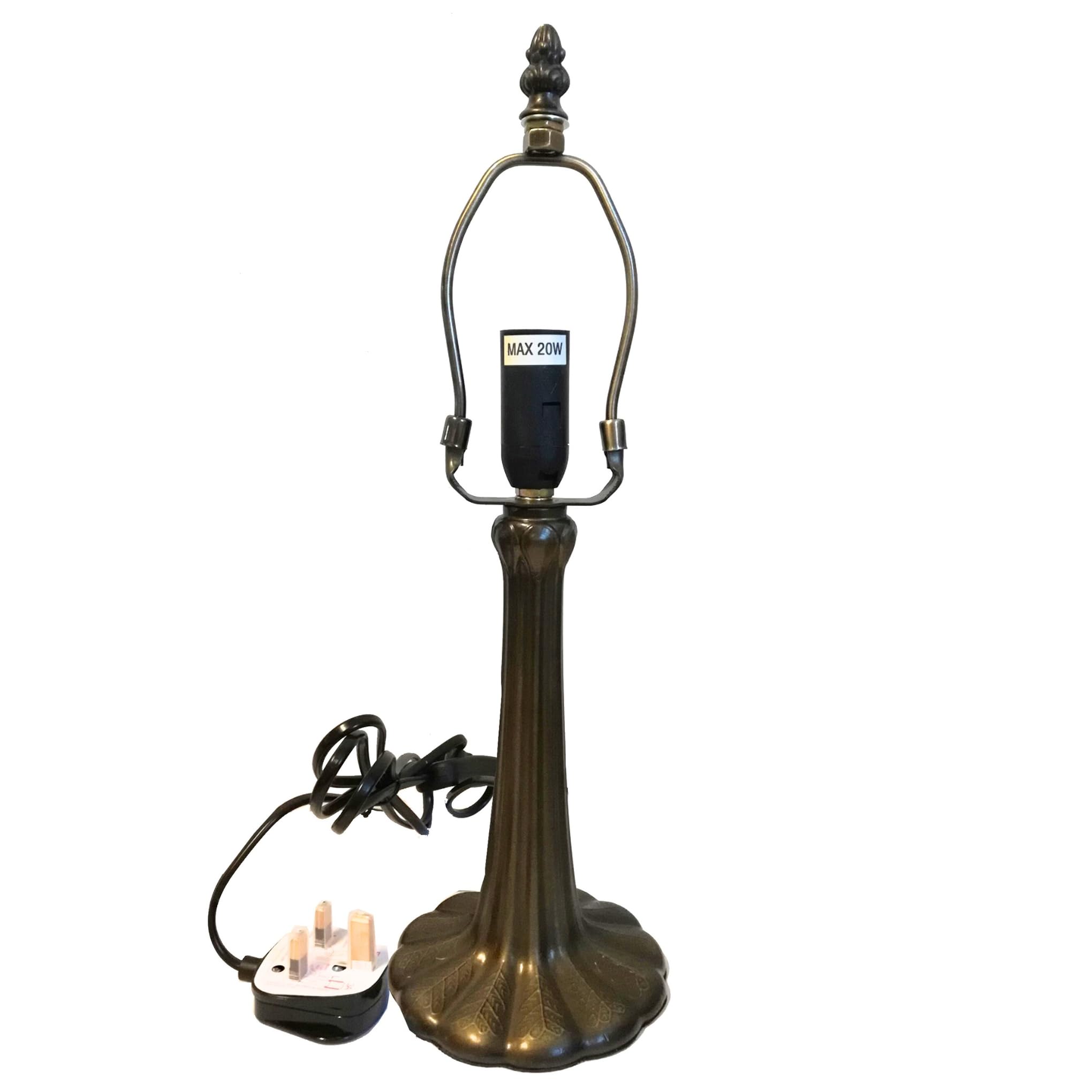 Loxton Lighting Vintage Style Table Lamp Base, 20W, 1.5m Cable, Bronze Antique Finish, Decorative Polyresin, Compatible with 20cm Diameter Tiffany Shade (L303)
