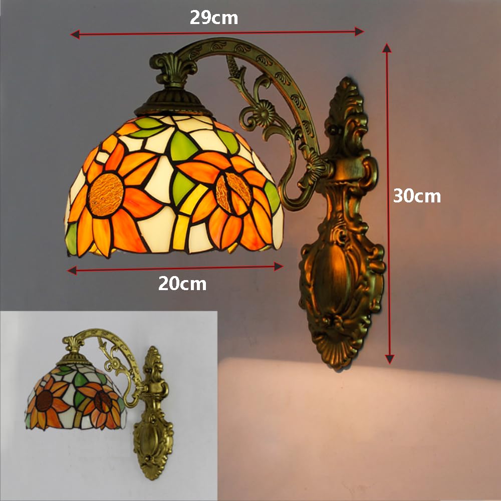 Kreatywna lampa ścienna, kolorowa szklana lampa ścienna w stylu Tiffany, salon, sypialnia, przy łóżku, korytarz, lampa restauracyjna, E27 czysta ręcznie robiona, szeroki zakres zastosowań C
