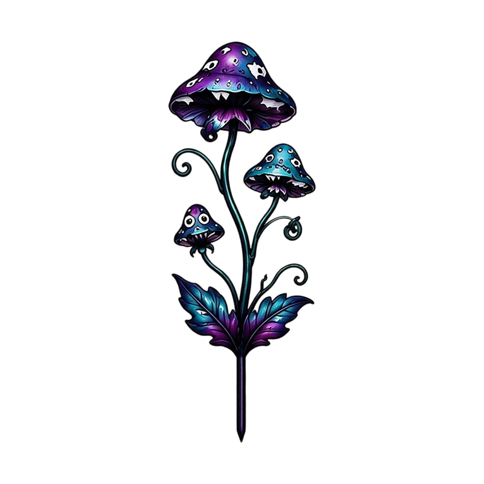 Shuade Mushroom Metal Yard Accent Stake For Patio Containers And Garden Beds, Decorative Garden Ornament With Easy Soil Placement Metal Stake Decor Flower Container Accent Yard Ornament Flower Bed Patio Container