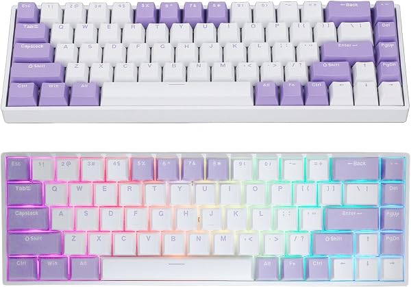 Przewodowa Podświetlana Klawiatura do Gier 2.4G 3.0 5.0 Typu C RGB z 68 Klawiszami Klawiatura Mechaniczna, Niebieski Przełącznik, ładny Mały Rozmiar, Wiele Trybów Oświetlenia