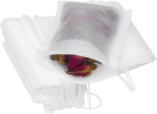 Filtro de té, bolsas de té, bolsas de té para té de hojas sueltas, 100 unidades, 4 pulgadas x 3.2 pulgadas, color blanco
