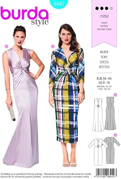 Burda Ladies Sewing Pattern 6442 V Neck Evening Dresses