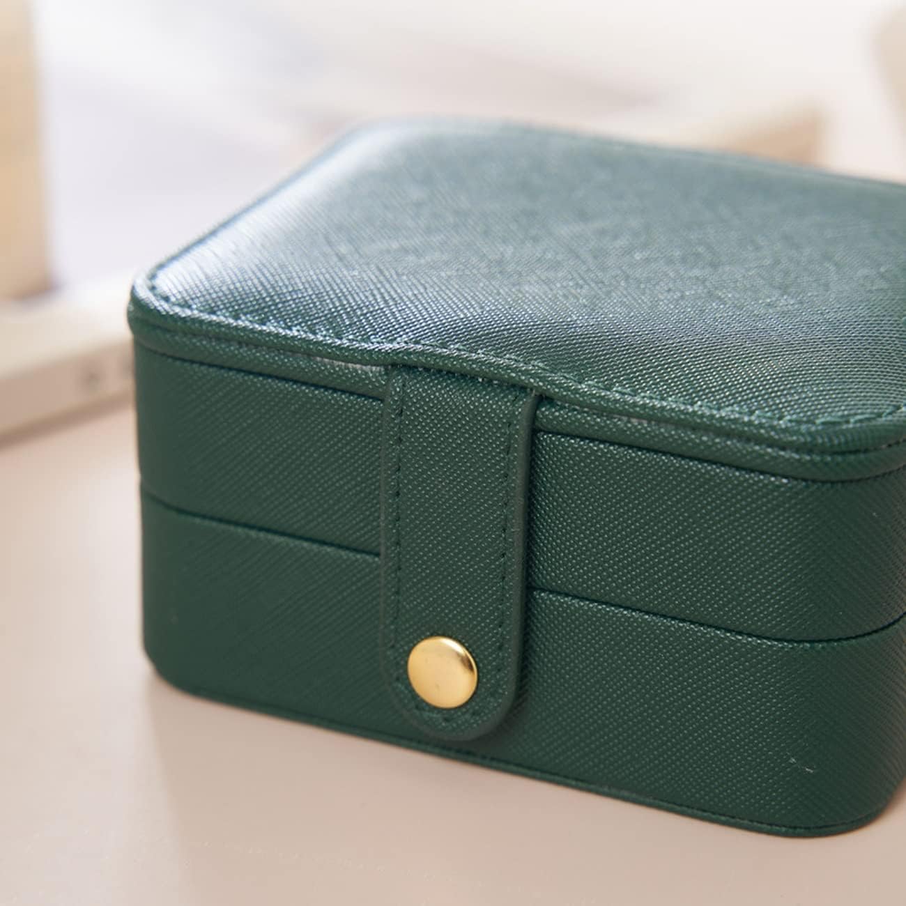 女の子女性用ポータブルジュエリーボックス、ミラー付き2段ジュエリー収納ボックス&amp;オーガナイザー、リングイヤリングネックレス用