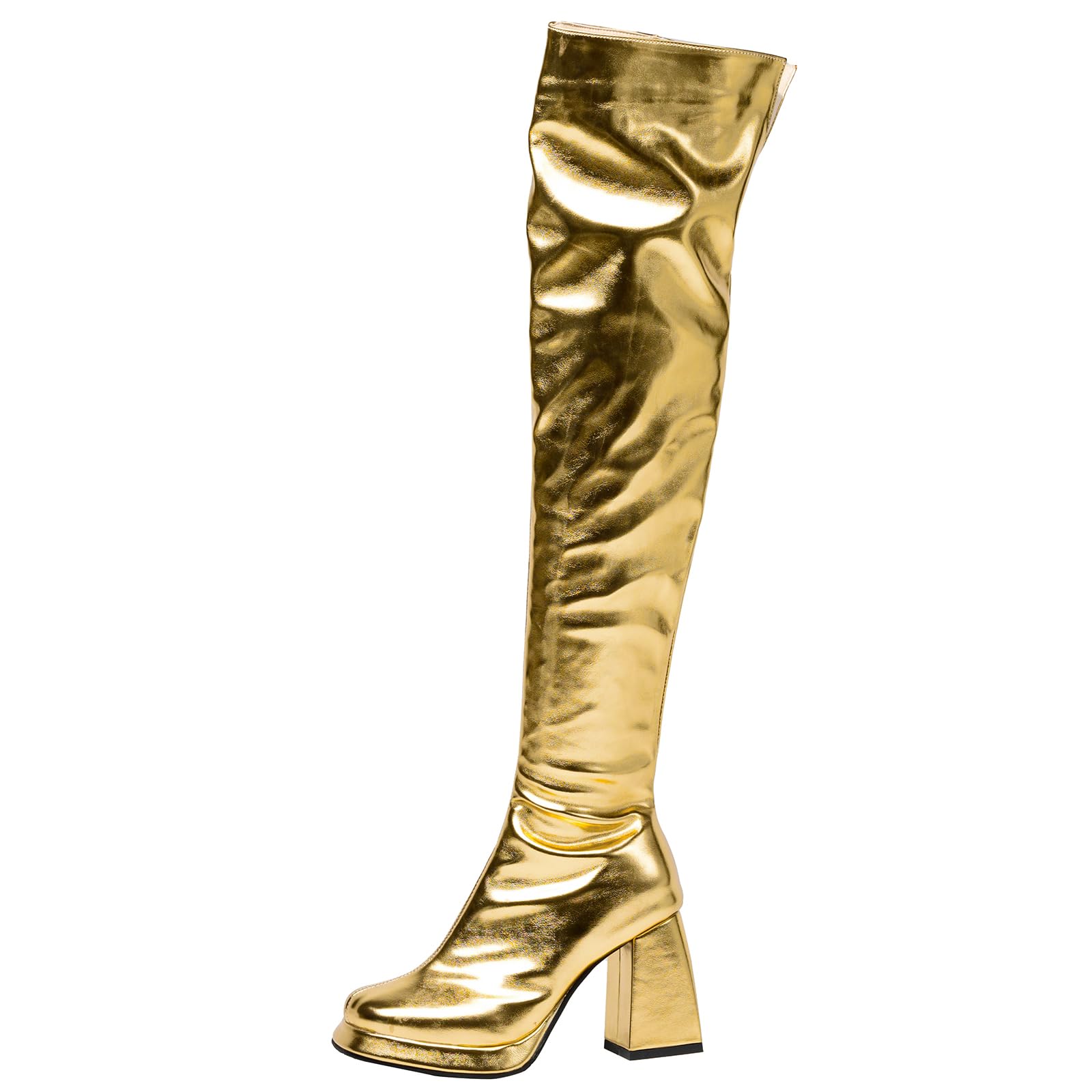 Gicoiz Women Wedding Elegant Chunky Heel Square Toe Boots Platform