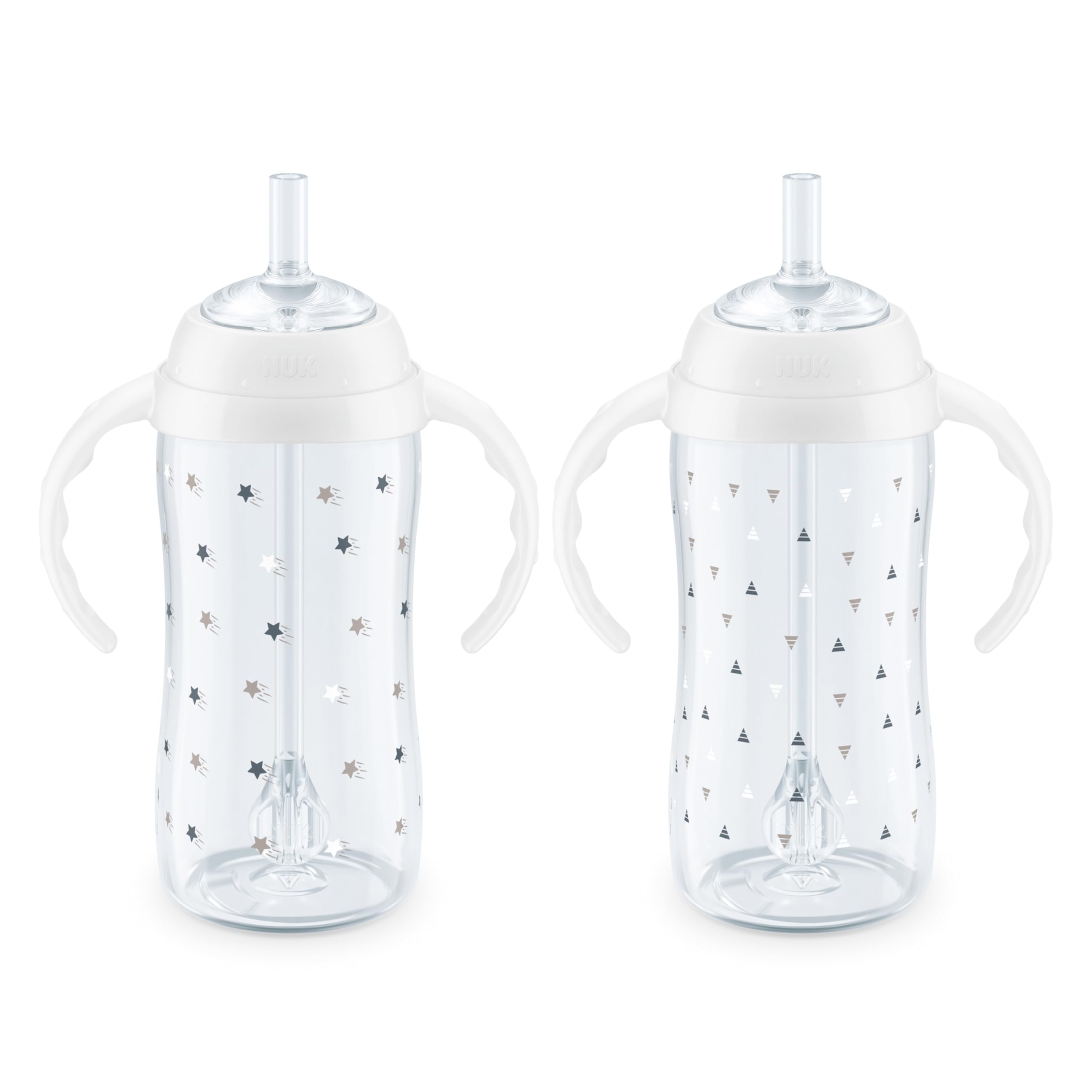 NUK Learner Straw Cup, 10oz, 2-Pack - Toddler Sippy Cup with Soft Straw for Easy Drinking, Suitable for Ages 8 Months and Up, Timeless Collection