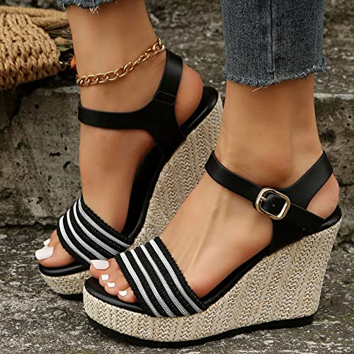 Fudule Women's Elastic Ankle Strap Flat Sandals Summer Dressy Shoes Cute Strappy Gladiator Sandals Co-0310-Xz-A5 #TOP2