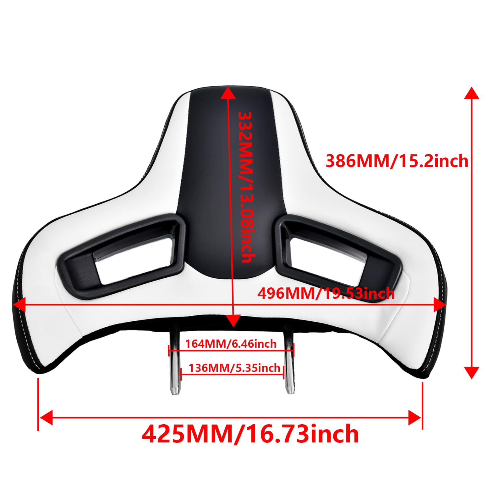 1 appui-tête de siège de course de sport 496 x 386 cm, repose-tête amovible en cuir hautement élastique à emboîter, diamètre de la tige : 14 mm