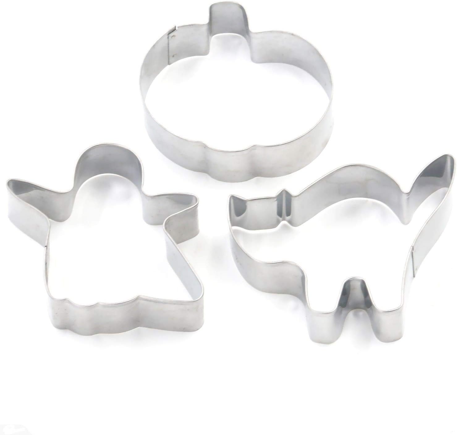 Halloween Cookie Cutters 3-Piece Set Spooky Cat Pumpkin and Ghost Cookies