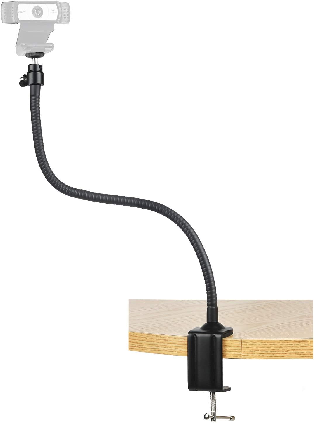 Webcam Stand - 25 Inch Gooseneck Clamp Desk Mount Arm for Logitech C920s C920 C930e C922x C930 C922 C925e C615 Brio