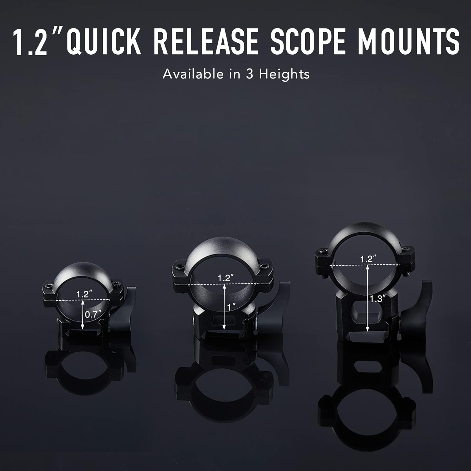 HIRAM Scope Ring 2 Pack | QD Rifle Scope Mount Rings for 20mm Picatinny & Weaver Rails | Tactical Rings for Scopes Optics and More, Set of 2 (30mm - Low) : Sports & Outdoors