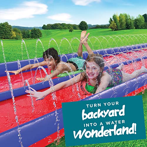 Double Slip And Slide Backyard Water Fun - 25 Feet X 6 Feet Waterslide With Sprinkler And Inflatable Body Boards For Kids - Outdoor Summer Toy Blue #TOP6