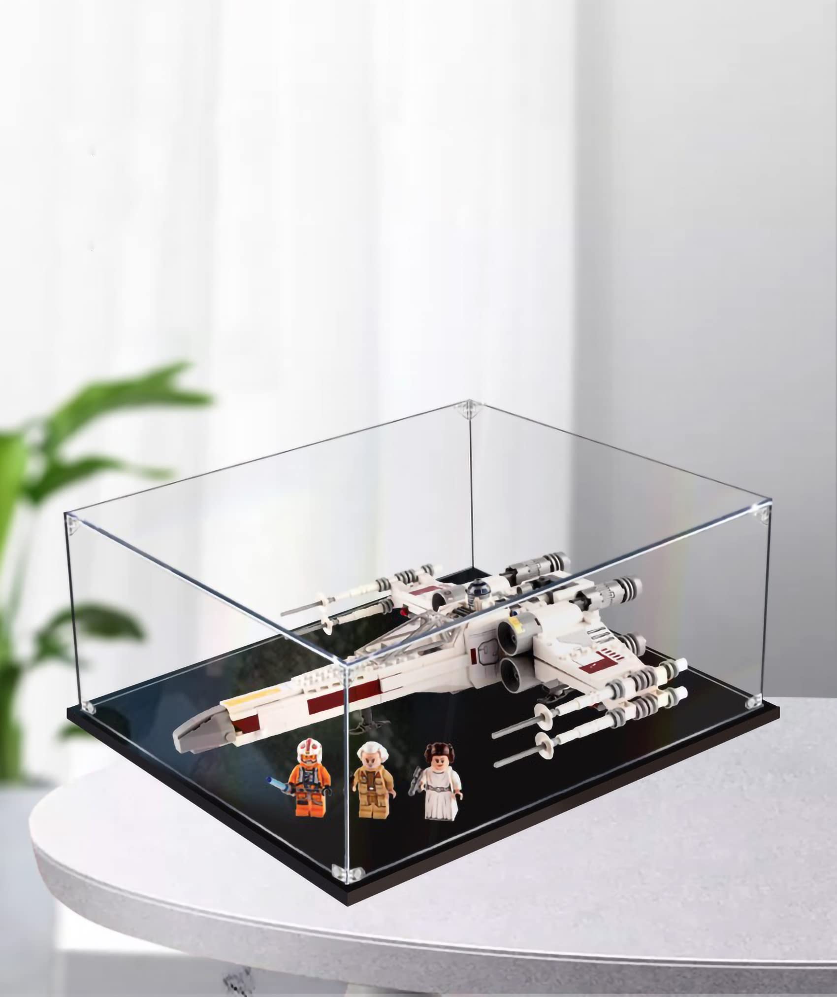 JANWAALY Acrylic Display Case Compatible with Lego 75301 luke skywalker's x-wing fighter, 3mm Thickness Clear Self-Assembly Dustproof Display Box with Black Base (Clear)