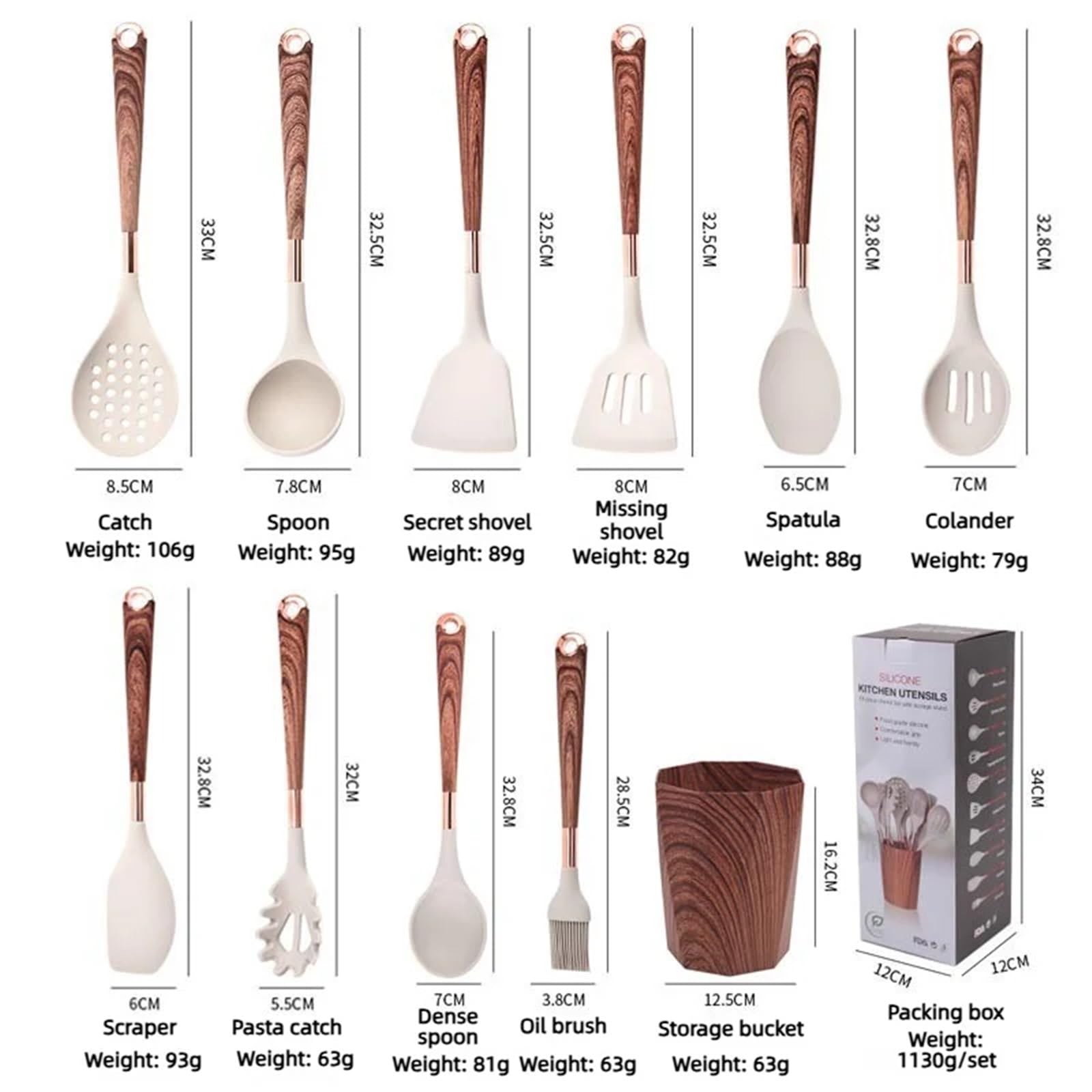 Silikon Küchenhelfer Set Wok-Spatel-Set, Bratschaufel, Silikon-Wok, Bratlöffel, Suppe, Küchenzubehör, Küchenutensilien
