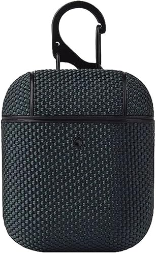 Funda de tela compatible con AirPods con llavero antipérdida, funda tejida de tela de lujo premium protectora para auriculares Apple AirPods 2 y 1