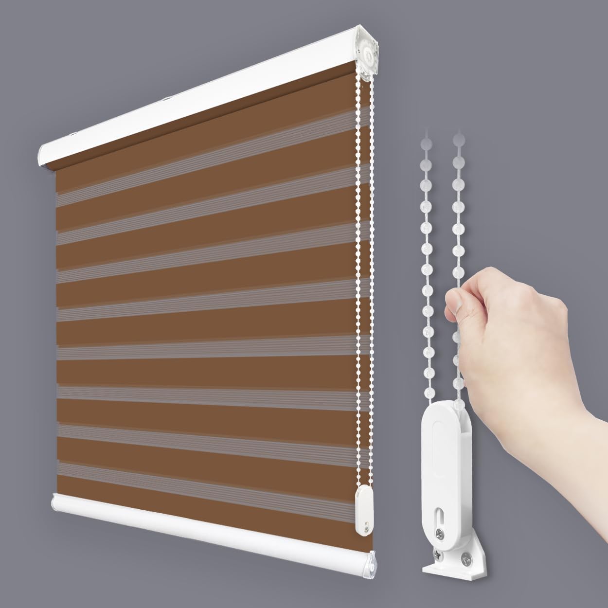 Foiresoft Custom Zebra Blinds for Windows, Light Filtering Day Night Dual Layer Blinds for Home & Office, Adjustable Privacy, Made to Order for Inside or Outside Mount