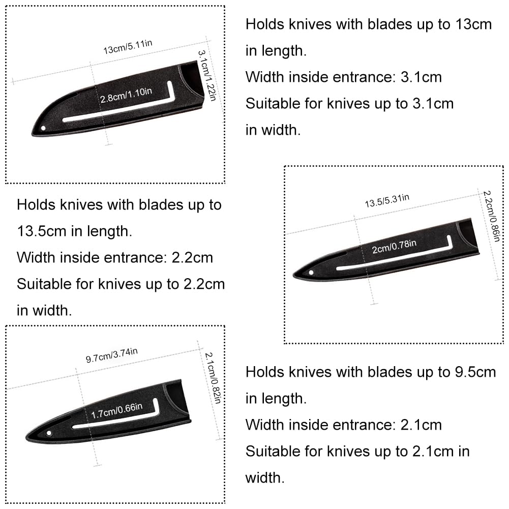 Rakiuty Fodero per Coltello da Cucina,Protezioni Bordi Coltelli Guaina Proteggi,Protezioni Bordi Coltelli,Protezione Lama In Plastica,per La Protezione Della Lama,Nero,6 Pezzi