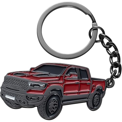 Car Keychain for Dodge RAM 2023 2022 1500 TRX Key Chain Fob Cover Cool Mods Accessories 2"x1.3" Red