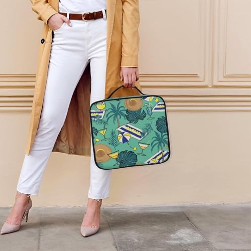 Miniatura 5 de Bolsa de maquillaje de viaje para mujer, grande, cuadrada, portátil, profesional, coqueta, estuche de cosméticos con asa, Aloha de vacaciones,