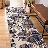 Rugshop Modern Bright Flowers Slip (Non-Skid) Runner Rug, 2' x 7', Cream