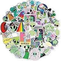 50Psc Alien Stickers ET UFO Vinyl/PVC Decals for Kids Boys Girls, Cute Stickers for Water Bottles Laptop Tablet Phone Scrapbook Luggage Skateboard (Alien)