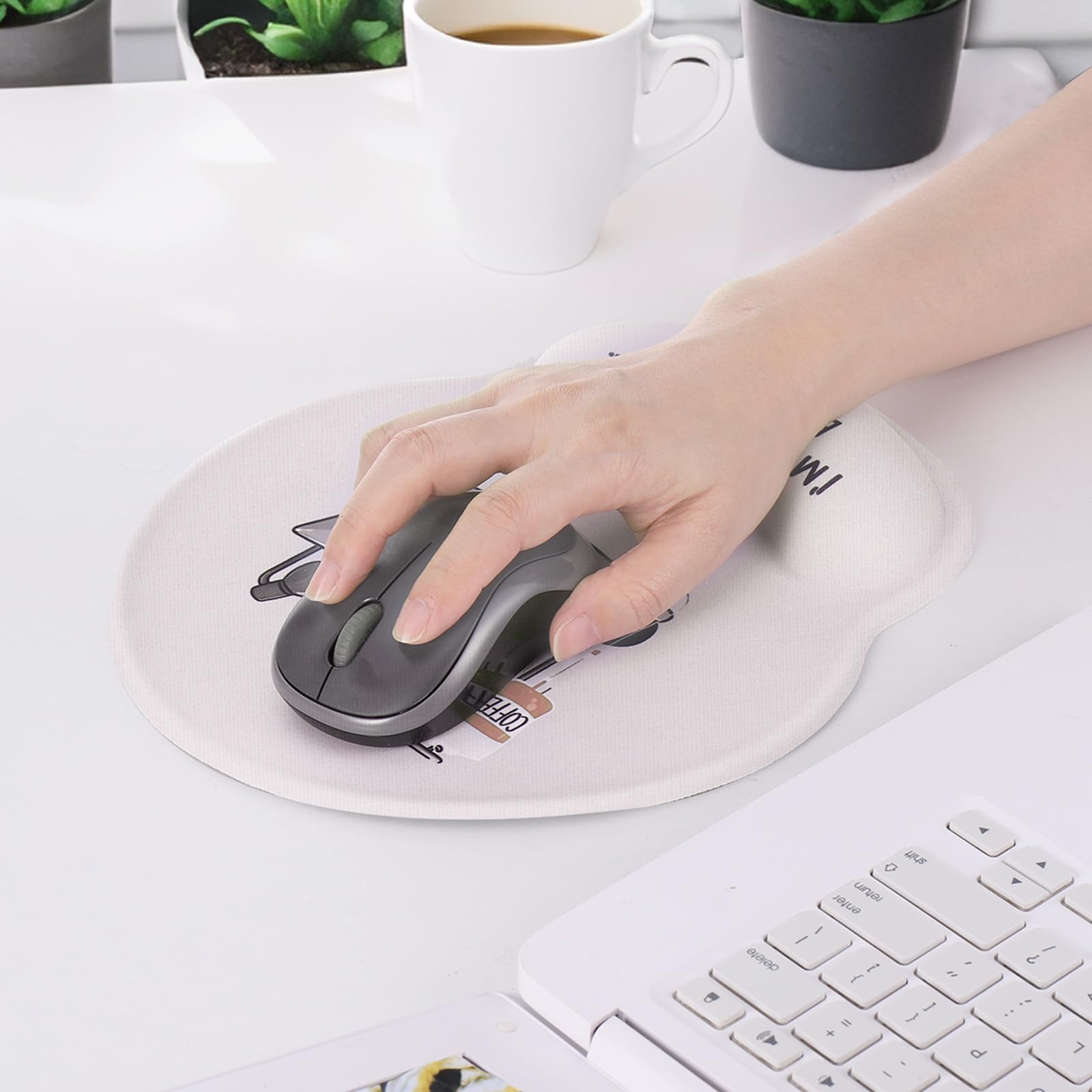 Tappetino per mouse ergonomico con supporto per il polso, base in gomma antiscivolo, silicone
