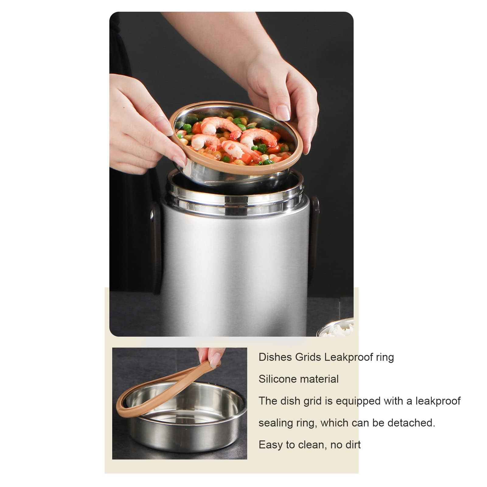 Fiambrera De Acero Inoxidable De 2300 Ml, Tarro De Comida Portátil Con Diseño De Doble Vacío, Recipiente A Prueba De Fugas Y Duradero Para Comidas Calientes, Ideal Para El Trabajo, Viajes, Picn