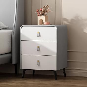 Bed end Table Storage, Wood Nightstand for Bedroom, Bedside Cabinet with Drawer, Modern Bedside Desk Table, Tall Side end Table, Bedside FurnitureLight Gray,50x40x55cm