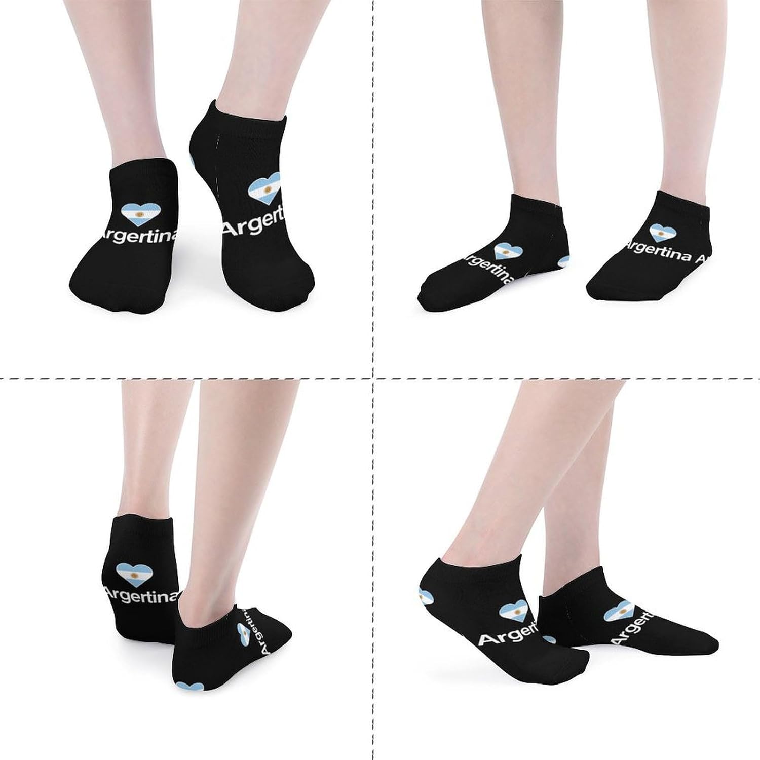 I LOVE Argentina Flag Socks for Men Women 5 Pairs Ankle Socks