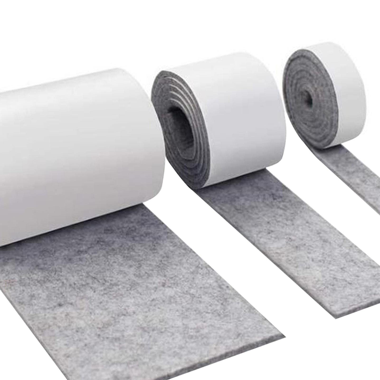 Juego de 5 rollos de fieltro autoadhesivos para superficies duras, tiras de fieltro resistentes, color gris claro