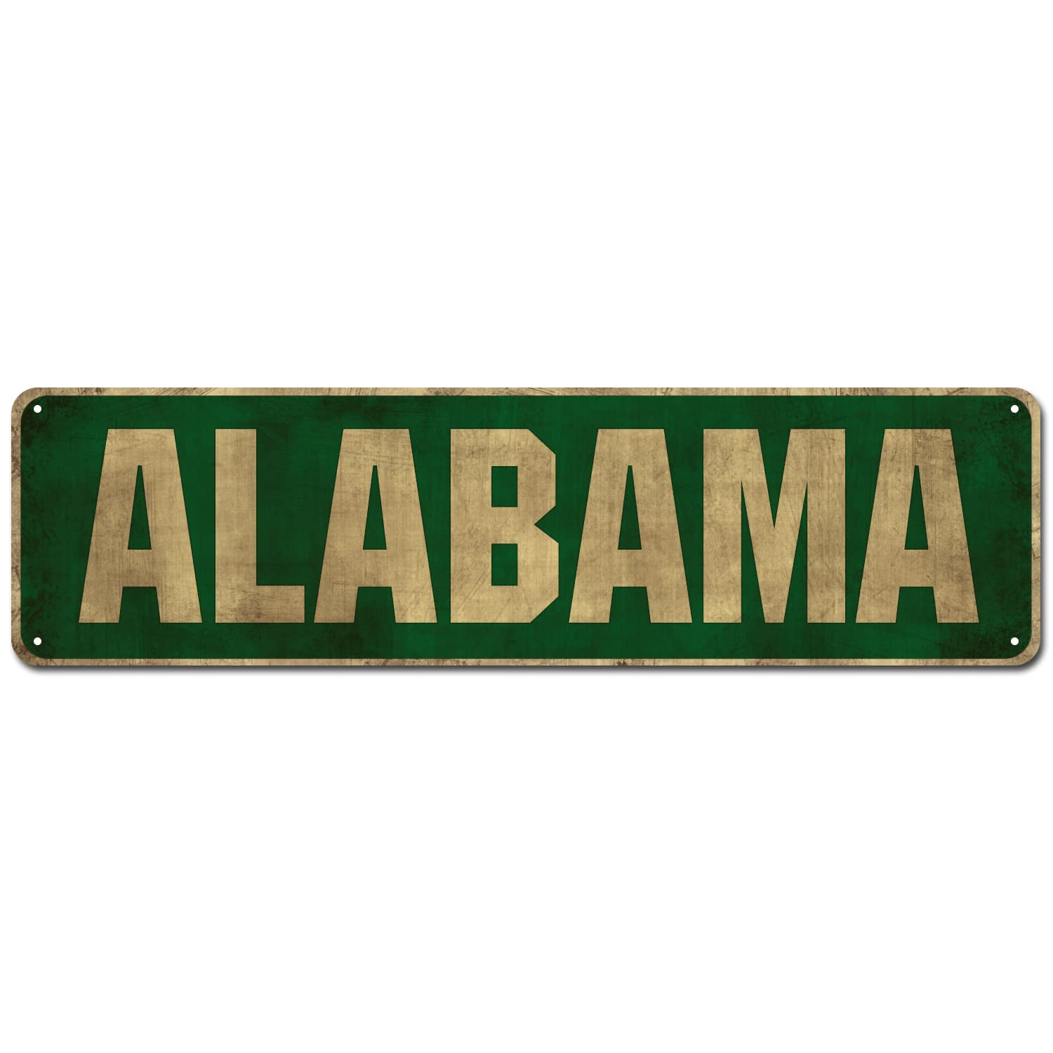 peiyeety Vintage Metal Tin Sign Decorative Wall Art Alabama Themed Street Sign, Rustic Style, Durable Waterproof Rustproof, For Home, State Decor, Easy To Mount, 4x16 Inch
